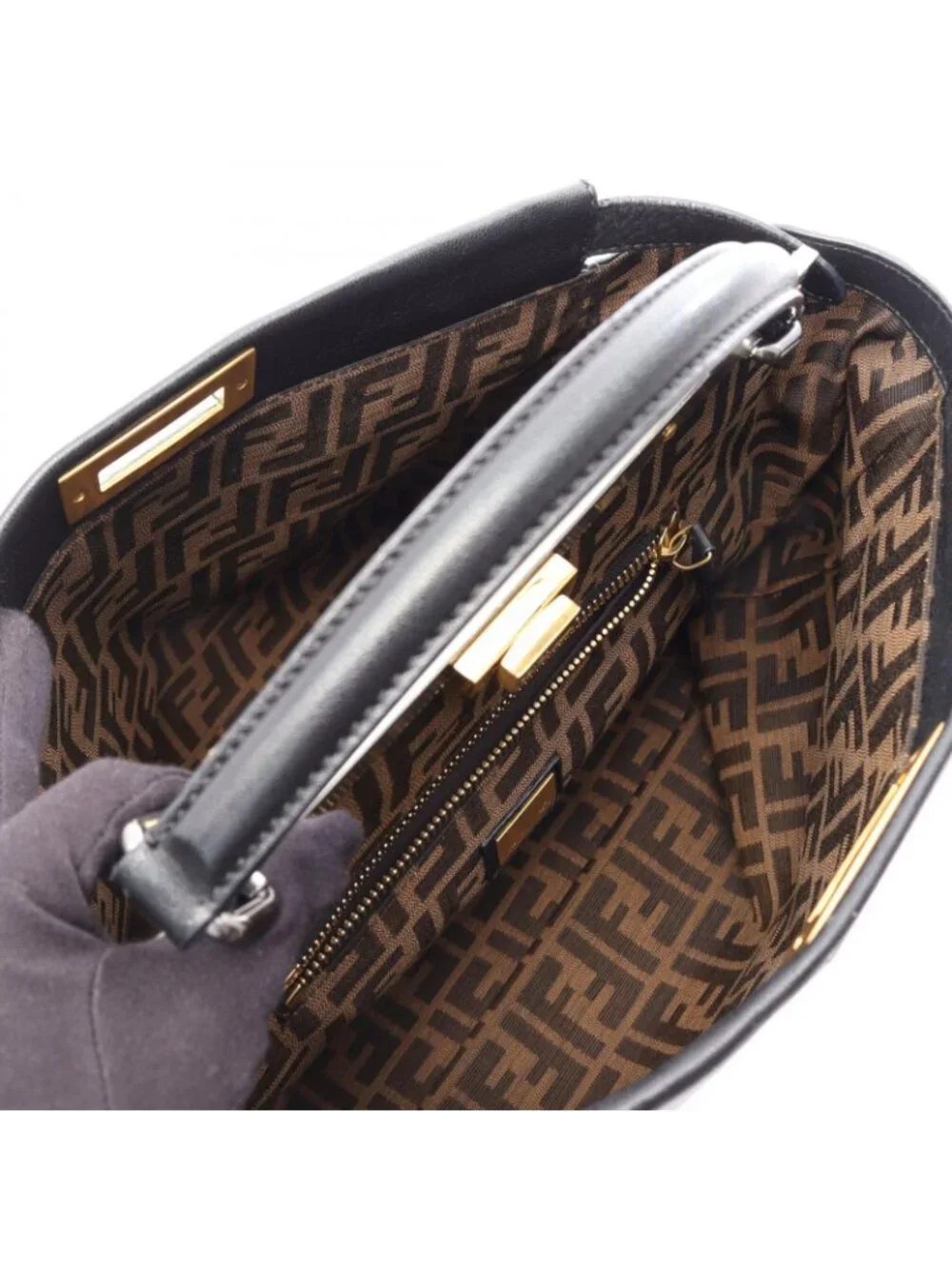 Fendi Handbag Peekaboo Large 2-Way Black Leather